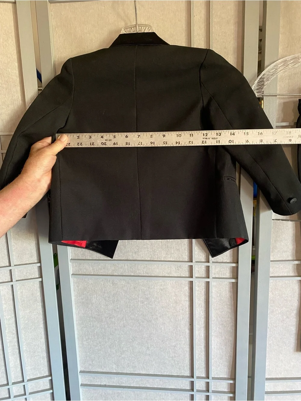 Black Boys Two-Piece Tuxedo Jacket & Pants with Red Lining